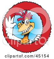 Red And White Rooster Character Logo