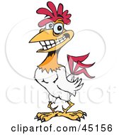 Royalty Free RF Clipart Illustration Of A Red And White Rooster Character With Sparkling Teeth by Dennis Holmes Designs