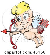 Royalty Free RF Clipart Illustration Of A Match Making Cupid Shooting Arrows by Dennis Holmes Designs