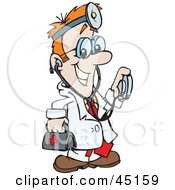 Poster, Art Print Of Medical Doctor Carrying A First Aid Bag And Using A Stethoscope