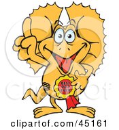 Royalty Free RF Clipart Illustration Of A Frilled Lizard Character Wearing A Best Dad Ever Ribbon by Dennis Holmes Designs