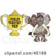 Poster, Art Print Of Mammoth Character Holding A Golden Worlds Greatest Dad Trophy