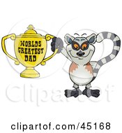 Poster, Art Print Of Lemur Character Holding A Golden Worlds Greatest Dad Trophy