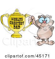 Mole Character Holding A Golden Worlds Greatest Dad Trophy
