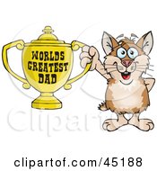 Poster, Art Print Of Hamster Character Holding A Golden Worlds Greatest Dad Trophy