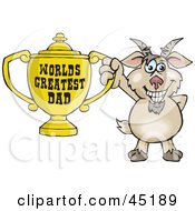 Poster, Art Print Of Goat Character Holding A Golden Worlds Greatest Dad Trophy
