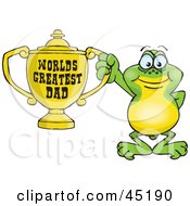 Poster, Art Print Of Frog Character Holding A Golden Worlds Greatest Dad Trophy