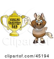 Poster, Art Print Of Horse Character Holding A Golden Worlds Greatest Dad Trophy
