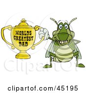 Poster, Art Print Of Grasshopper Character Holding A Golden Worlds Greatest Dad Trophy