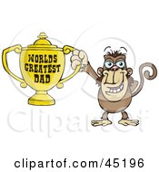 Poster, Art Print Of Monkey Character Holding A Golden Worlds Greatest Dad Trophy