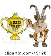 Poster, Art Print Of Ibex Goat Character Holding A Golden Worlds Greatest Dad Trophy