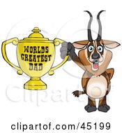 Poster, Art Print Of Gazelle Character Holding A Golden Worlds Greatest Dad Trophy