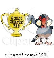Poster, Art Print Of Java Finch Bird Character Holding A Golden Worlds Greatest Dad Trophy