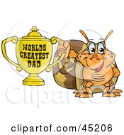 Royalty Free RF Clipart Illustration Of A Snail Character Holding A Golden Worlds Greatest Dad Trophy by Dennis Holmes Designs