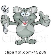 Royalty Free RF Clipart Illustration Of A Koala Character Holding A Spanner Wrench by Dennis Holmes Designs
