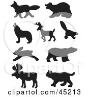 Royalty Free RF Clipart Illustration Of A Digital Collage Of Profiled Black Forest Animal Silhouettes by JR #COLLC45213-0123