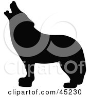 Royalty Free RF Clipart Illustration Of A Profiled Black Howling Coyote Silhouette by JR #COLLC45230-0123