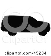 Royalty Free RF Clipart Illustration Of A Profiled Black SUV Silhouette by JR #COLLC45234-0123