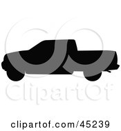 Royalty Free RF Clipart Illustration Of A Profiled Black Pickup Truck Silhouette by JR #COLLC45239-0123