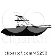Royalty Free RF Clipart Illustration Of A Profiled Black Motor Boat Silhouette by JR #COLLC45253-0123
