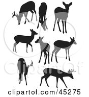 Royalty Free RF Clipart Illustration Of A Digital Collage Of Profiled Black Deer Silhouettes by JR #COLLC45275-0123