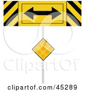 Royalty Free RF Clipart Illustration Of A Yellow Hazard Road Sign Depicting The End Of A Road