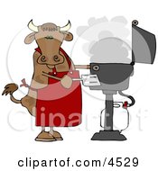 Cow Cooking BBQ On An Outdoor Propane Grill Clipart by djart #COLLC4529-0006