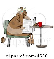 Poster, Art Print Of Male Cow Reading The Daily Newspaper With Coffee