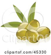 Group Of Fresh And Shiny Green Olives