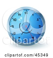 Poster, Art Print Of Blue Wall Clock With The Time Displaying 5
