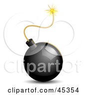 Royalty Free RF Clipart Illustration Of A Shiny Lit Black Bomb by Oligo