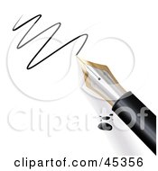 Royalty Free RF Clipart Illustration Of A Fountain Pen Dripping Ink And Scribbling On Paper by Oligo
