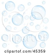 Background Of Transparent Blue Floating Bubbles