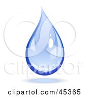 Royalty Free RF Clipart Illustration Of A Reflective Blue Dropping Water Drop by Oligo #COLLC45365-0124
