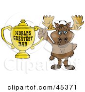 Poster, Art Print Of Moose Character Holding A Golden Worlds Greatest Dad Trophy