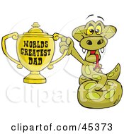 Royalty Free RF Clipart Illustration Of A Python Snake Character Holding A Golden Worlds Greatest Dad Trophy by Dennis Holmes Designs