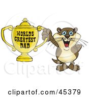 Poster, Art Print Of Otter Character Holding A Golden Worlds Greatest Dad Trophy