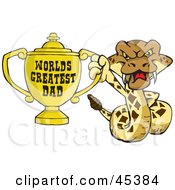 Rattlesnake Character Holding A Golden Worlds Greatest Dad Trophy
