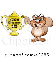 Poster, Art Print Of Squirrel Character Holding A Golden Worlds Greatest Dad Trophy