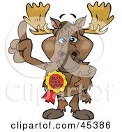 Poster, Art Print Of Moose Character Wearing A Best Dad Ever Ribbon