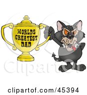 Tazmanian Devil Character Holding A Golden Worlds Greatest Dad Trophy