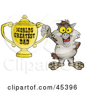 Poster, Art Print Of Owl Character Holding A Golden Worlds Greatest Dad Trophy
