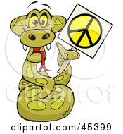 Royalty Free RF Clipart Illustration Of A Peaceful Python Snake Character Holding A Peace Sign With His Tail by Dennis Holmes Designs