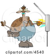Cow Electrician Getting Shocked With Electricity Clipart