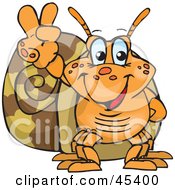 Royalty Free RF Clipart Illustration Of A Peaceful Snail Gesturing The Peace Sign