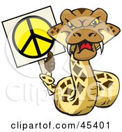 Poster, Art Print Of Peaceful Rattlesnake Character Holding A Peace Sign With His Tail