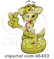 Royalty Free RF Clipart Illustration Of A Peaceful Python Snake Character Gesturing A Peace Sign by Dennis Holmes Designs