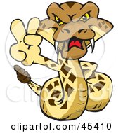 Poster, Art Print Of Peaceful Rattlesnake Character Gesturing A Peace Sign