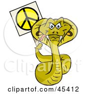 Peaceful Cobra Snake Character Holding A Peace Sign With His Tail