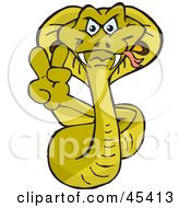 Royalty Free RF Clipart Illustration Of A Peaceful Cobra Snake Character Gesturing A Peace Sign by Dennis Holmes Designs